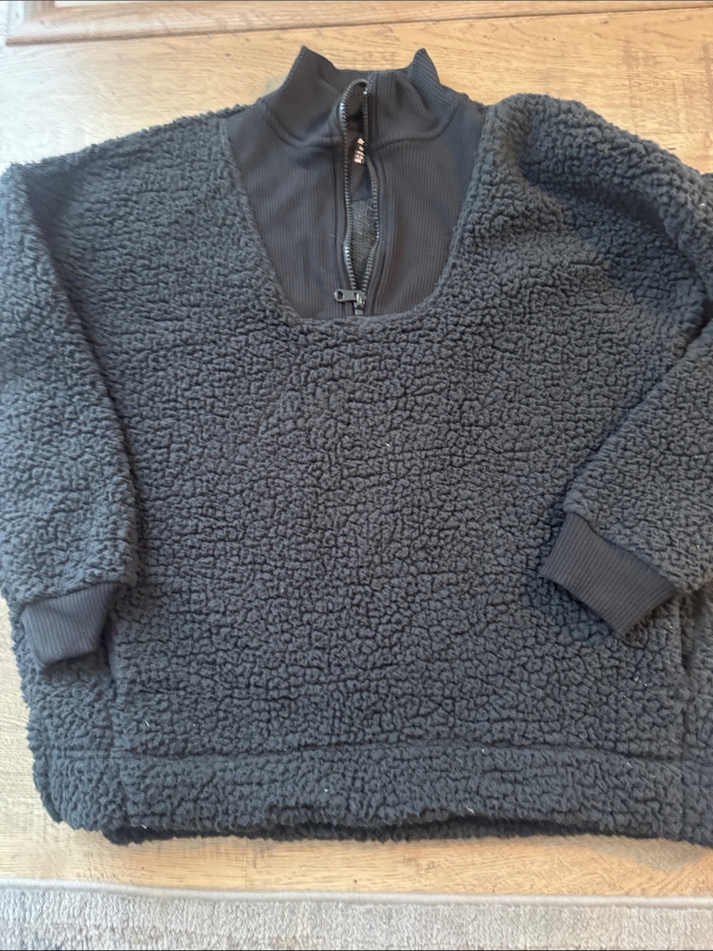 Women’s Black Sherpa Quarter-Zip Pullover Sweater